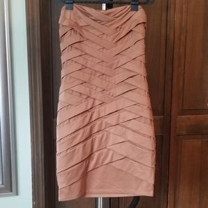 HMS NikiBiki Bronze Woven Tube Top Bodycon Dress